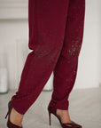 Ленен комплект с pants и декоративни камъни, linen 80%, polyester 20%, елегантен и стилен за ежедневна носия.