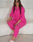 Ленен комплект pants с декоративни камъни, 80% linen, 20% polyester, стилен и комфортен за ежедневно носене.