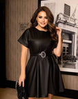 Faux leather dress with belt  - Twiggy Shop