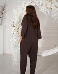 Linen trousers with decorative stones , част от комплект Waist linen 80% и polyester 20%, за елегантен стил.