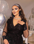 Shiny dress with mesh sleeves  - Twiggy Shop