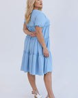 Crepe dress with ruffles