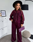 Set with a mesh bomber jacket made from polyester, viscose and spandex, stylish and modern women's clothing.