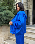 Satin set made from polyester, viscose and elastane, with delicate satin sheen and elegant design.
