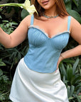 Denim tie-front top