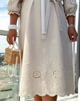Rochie midi din in brodat