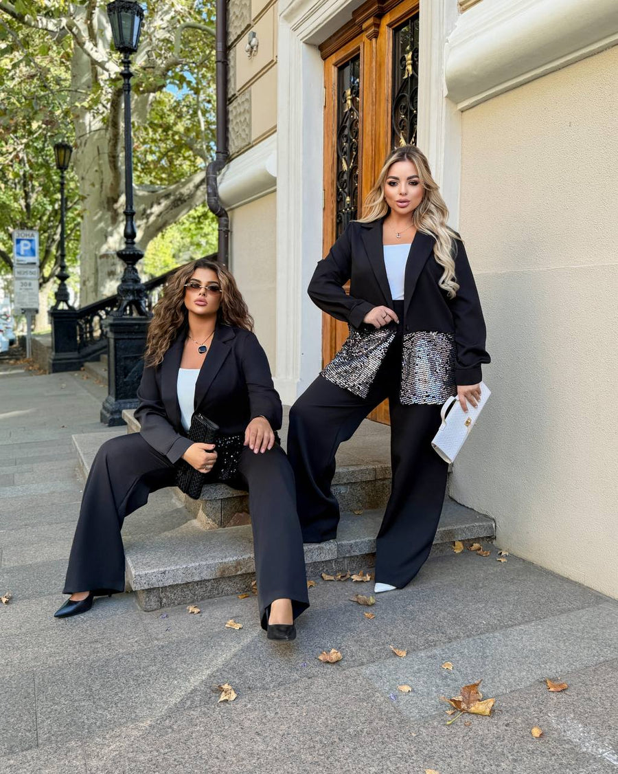 Set with sequin-embellished blazer  - Twiggy Shop