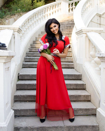 Soft fabric dress with mesh  - Twiggy Shop