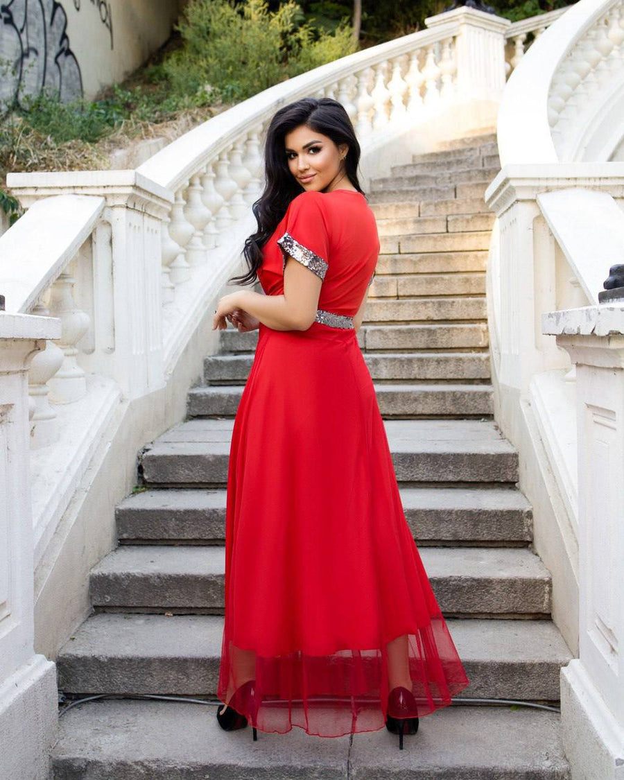 Soft fabric dress with mesh  - Twiggy Shop