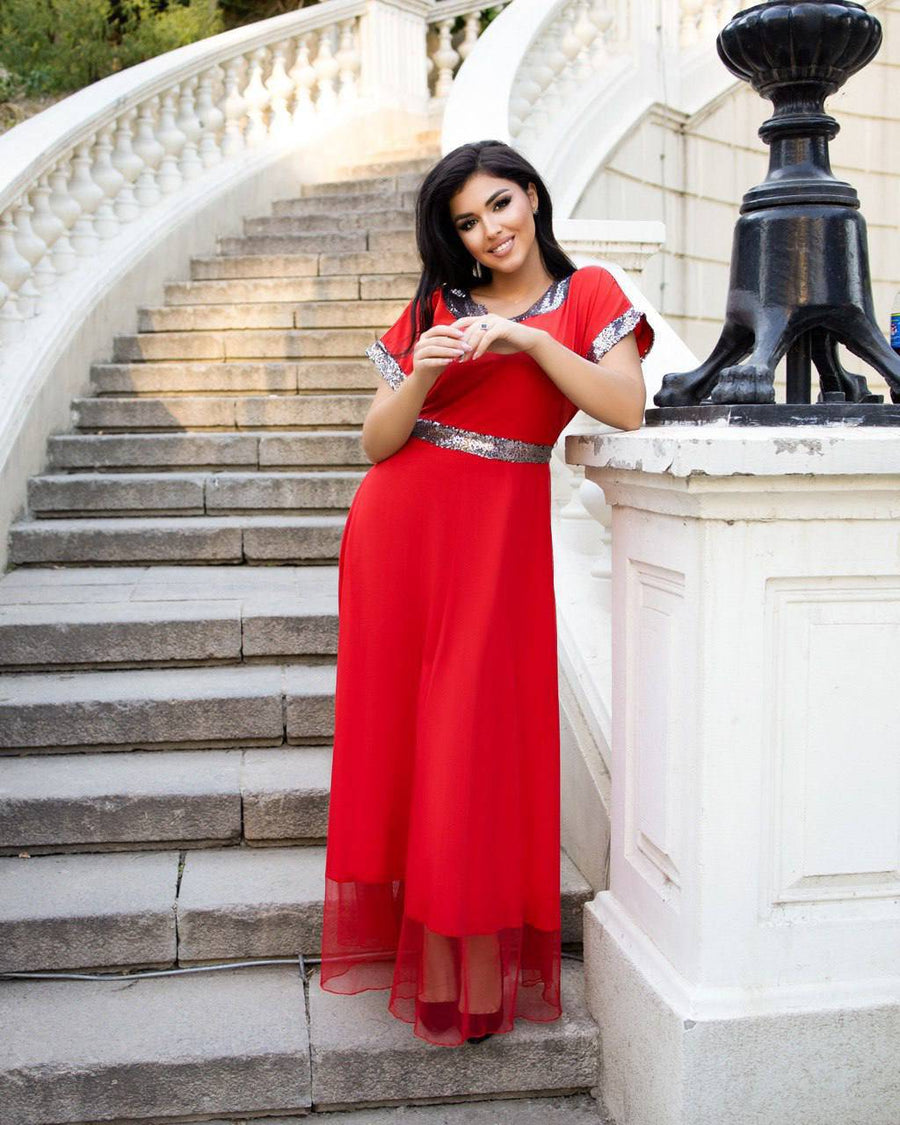 Soft fabric dress with mesh  - Twiggy Shop