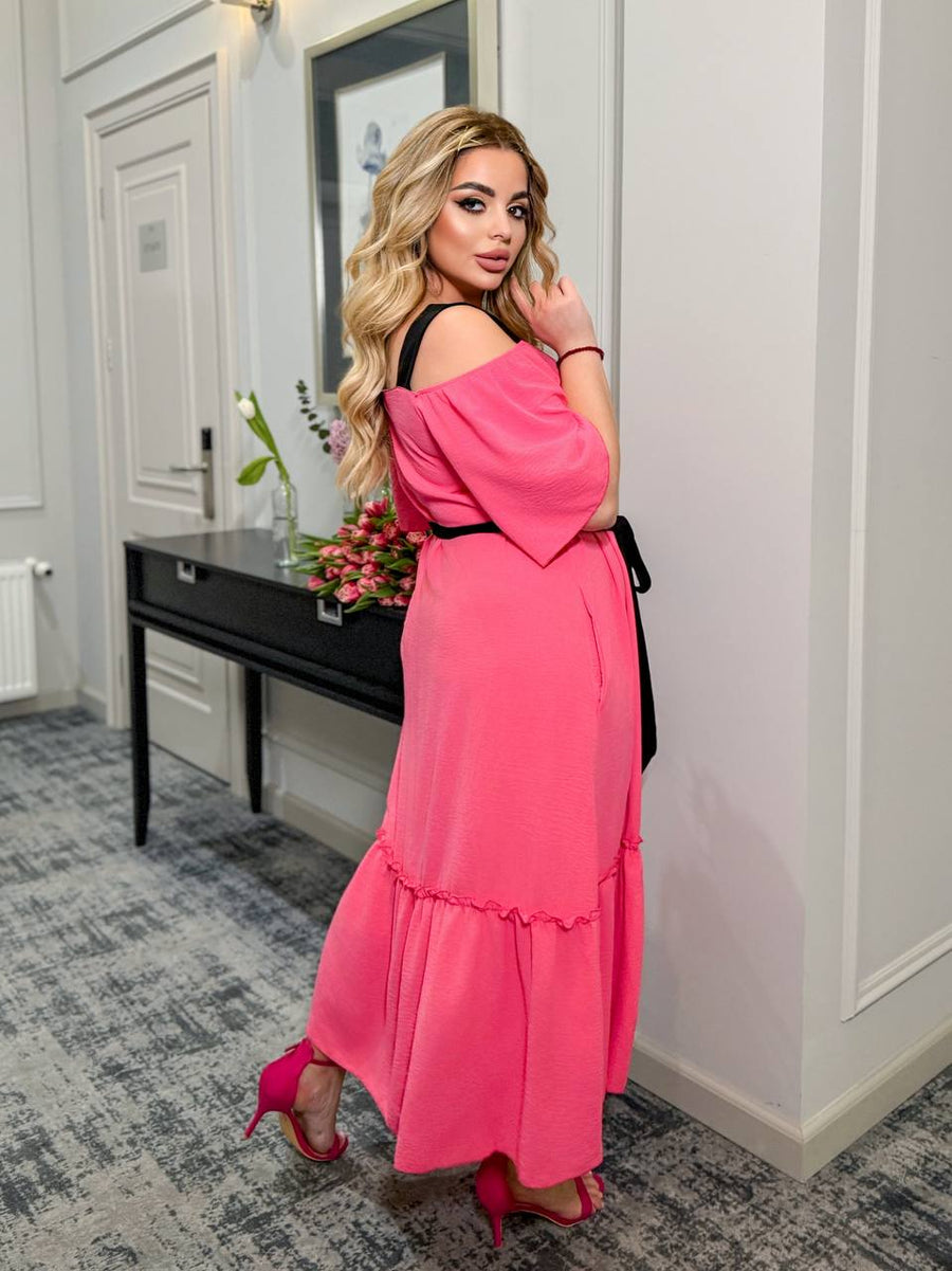 Soft fabric dress with a belt - Twiggy Shop