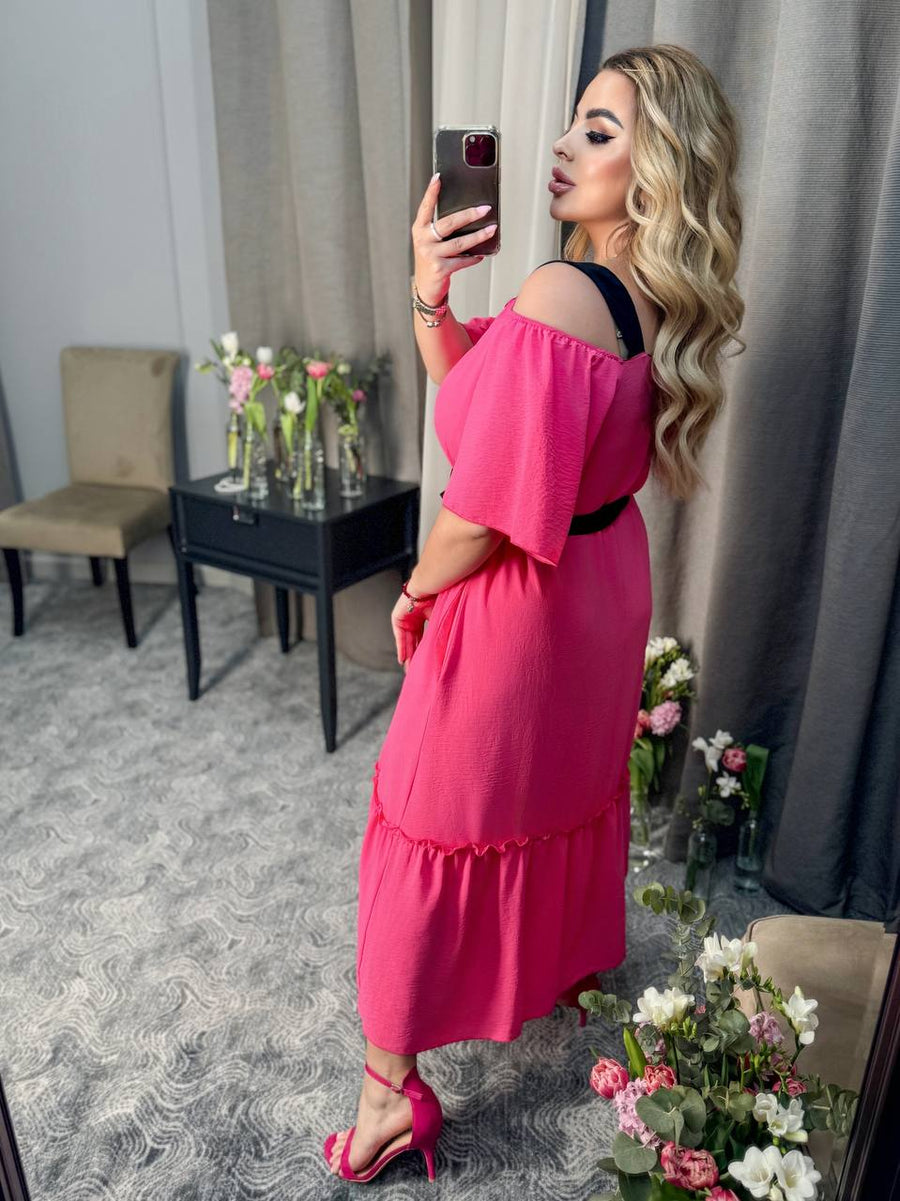 Soft fabric dress with a belt - Twiggy Shop