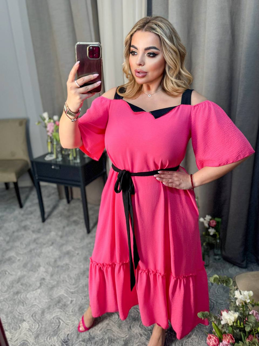 Soft fabric dress with a belt - Twiggy Shop