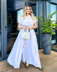Long linen dress with a belt - Twiggy Shop