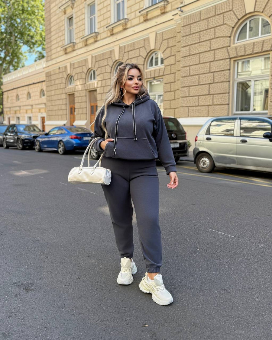 Soft casual set with hood  - Twiggy Shop