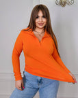 Knit blouse with a collar  - Twiggy Shop