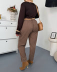 Corduroy trousers from an Italian brand, made from viscose, cotton and elastane, with smooth texture and comfortable design.