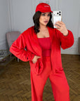 Soft velvet set with a hood  - Twiggy Shop