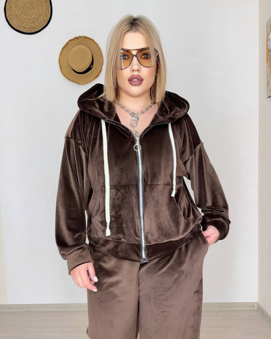 Velvet set with hood  - Twiggy Shop