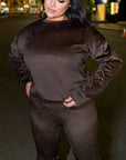 Velvet set with rhinestones