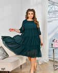 Rochie din sifon cu volane