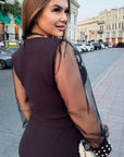 Evening dress with pearls