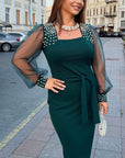 Evening dress with pearls