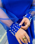 Evening dress with pearls