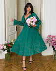 Organza midi dress  с елегантен дизайн, изработена от 100% polyester, подходяща за специални поводи.