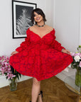 Short organza dress  с прозрачни Sleeveи и елегантен дизайн, изработена от 100% polyester, модел на Composition.