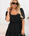 Asymmetric dress with ruffles  от viscose и polyester, модел със стилен дизайн и декоративни волани.