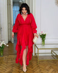 Langes Kleid mit Rüschen