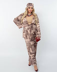 Printed set with a scarf  от polyester, viscose и elastan, вижда се в изображението.