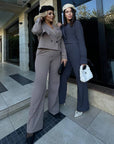 Ensemble trench court et pantalon