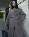 Ensemble trench court et pantalon