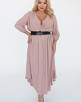 Chiffon dress with a belt