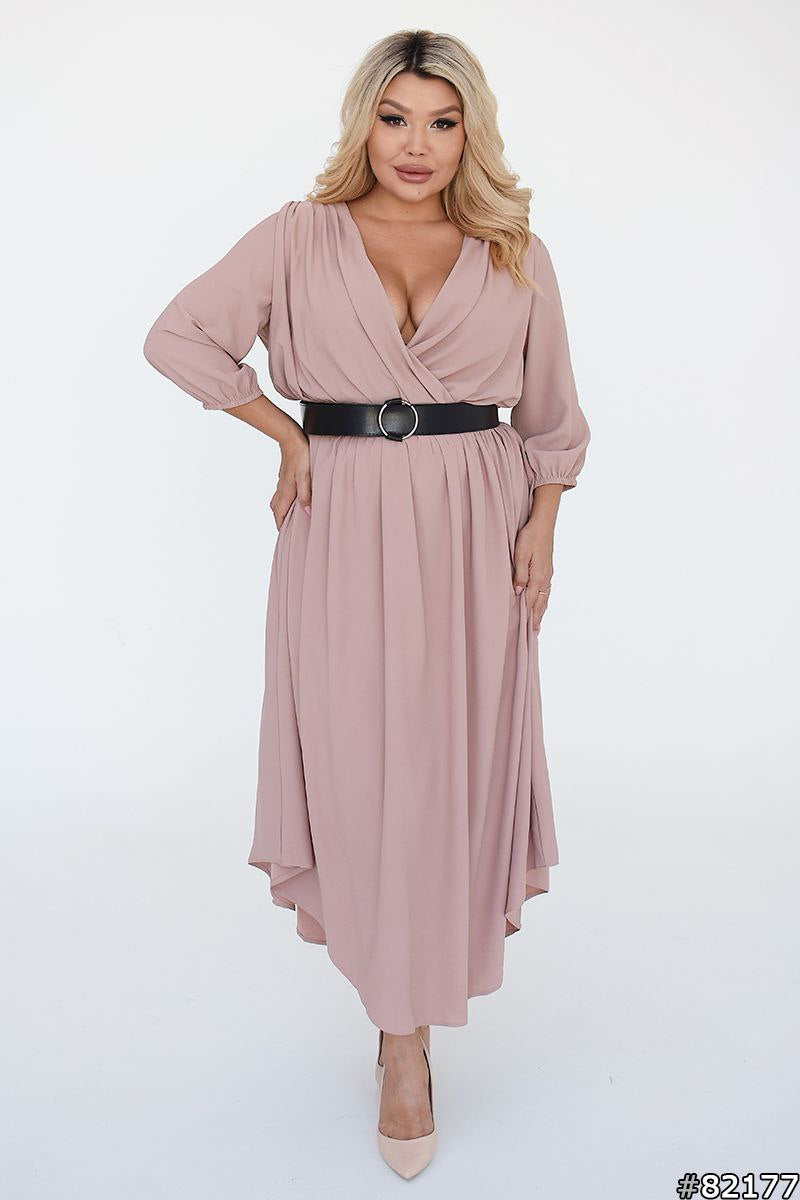 Chiffon dress with a belt