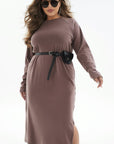 Knit midi dress with belt - Twiggy Shop