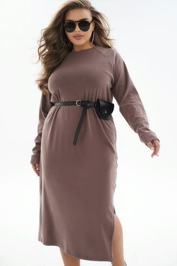 Knit midi dress with belt - Twiggy Shop