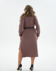 Knit midi dress with belt - Twiggy Shop