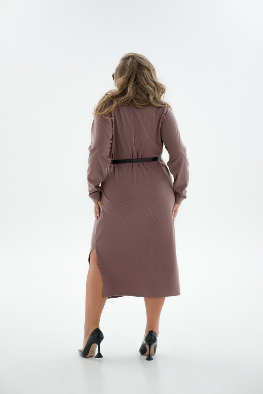 Knit midi dress with belt - Twiggy Shop