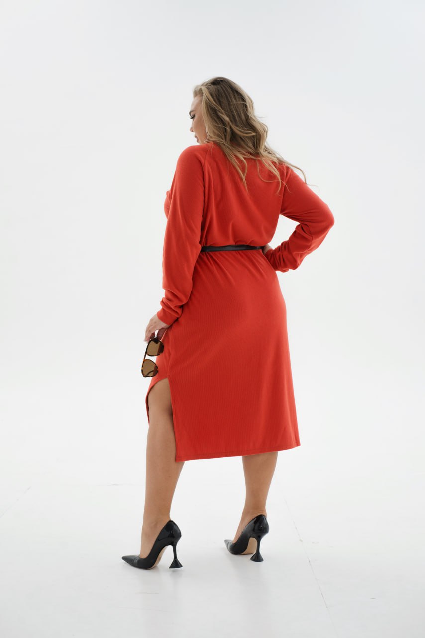 Knit midi dress with belt - Twiggy Shop