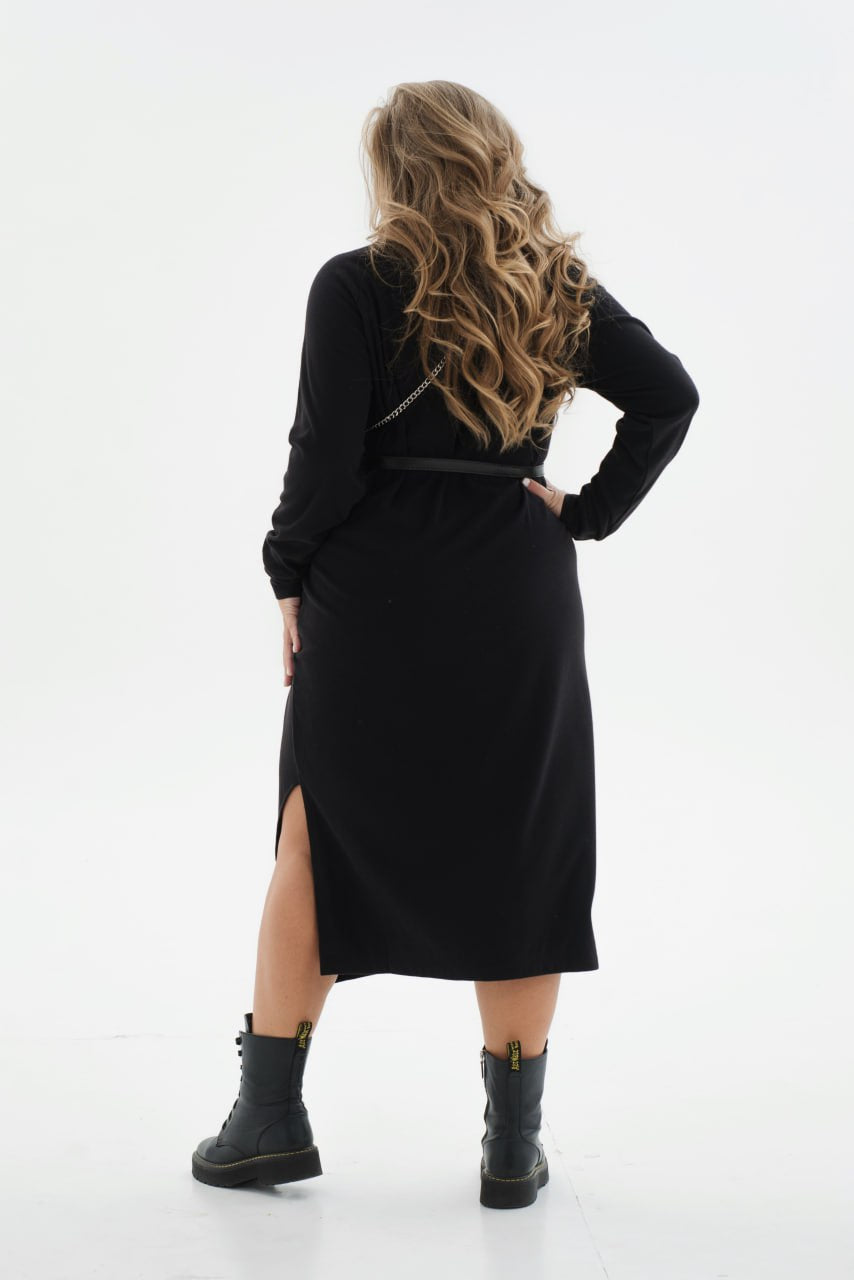 Knit midi dress with belt - Twiggy Shop