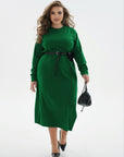 Knit midi dress with belt - Twiggy Shop