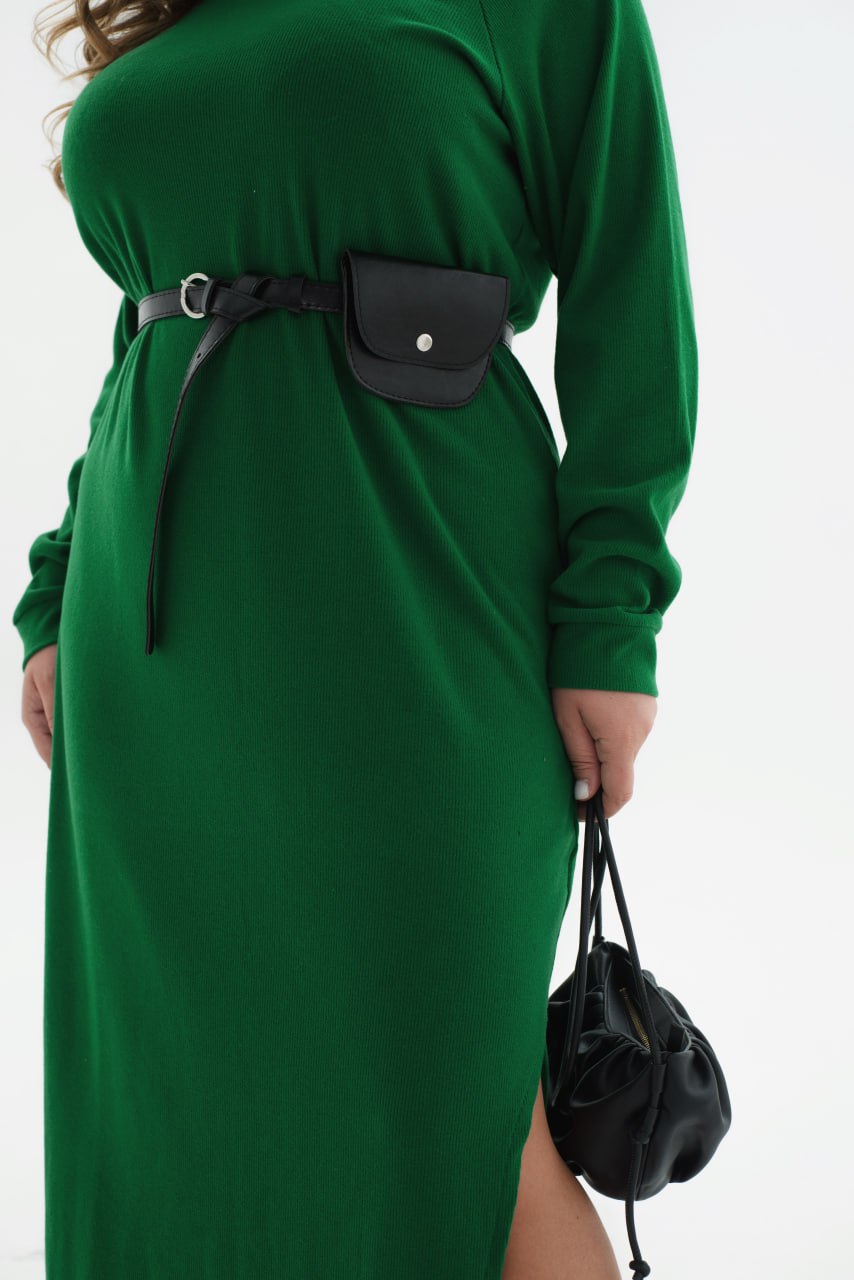 Knit midi dress with belt - Twiggy Shop