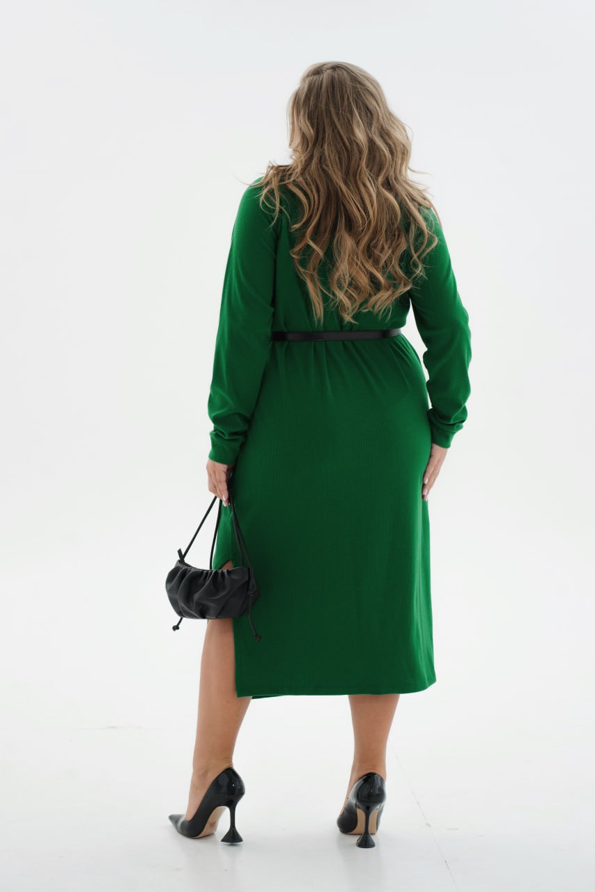 Knit midi dress with belt - Twiggy Shop