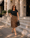 Rochie midi din material mixt