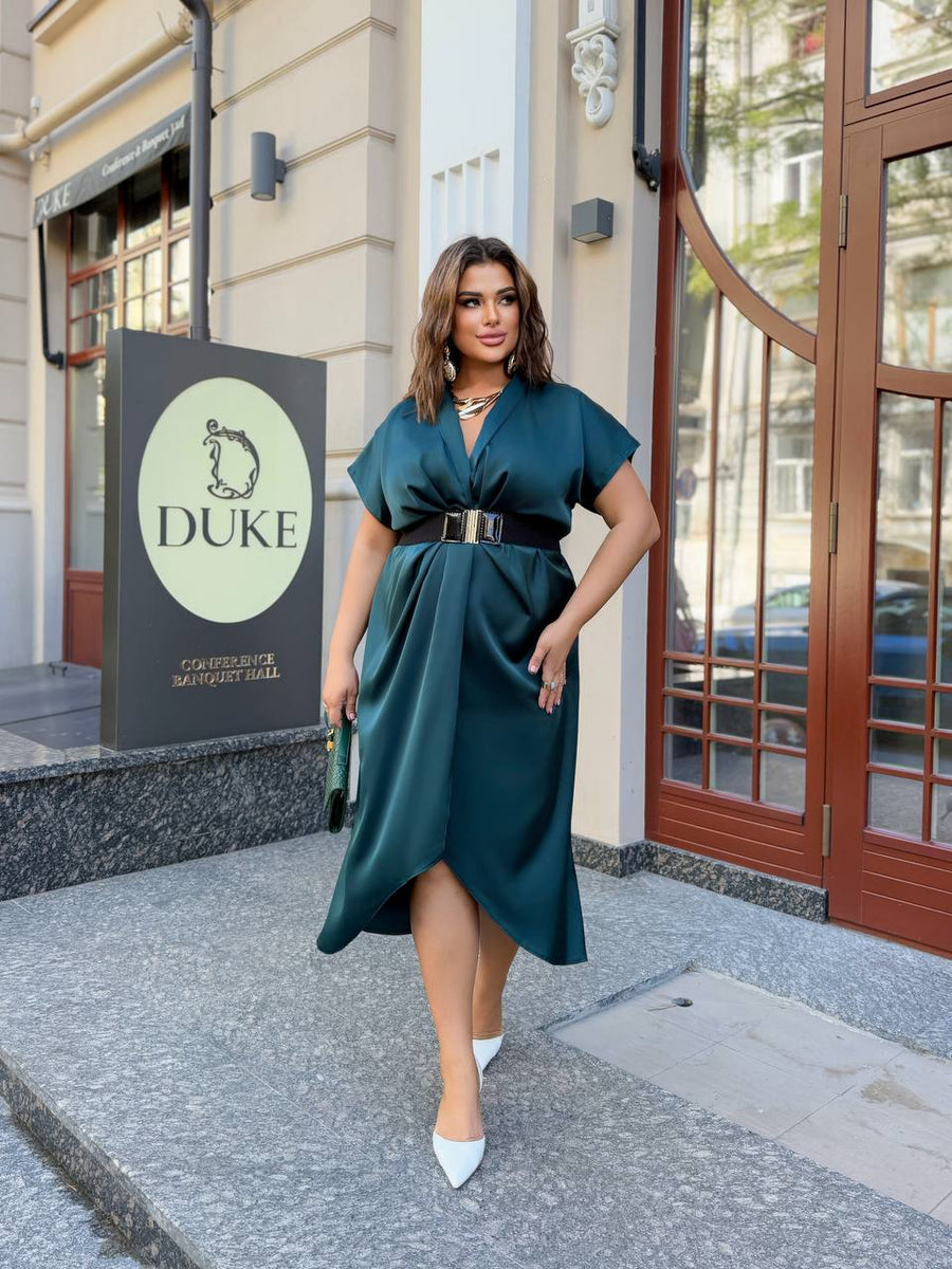 Evening dress with wrap front and belt  - Twiggy Shop