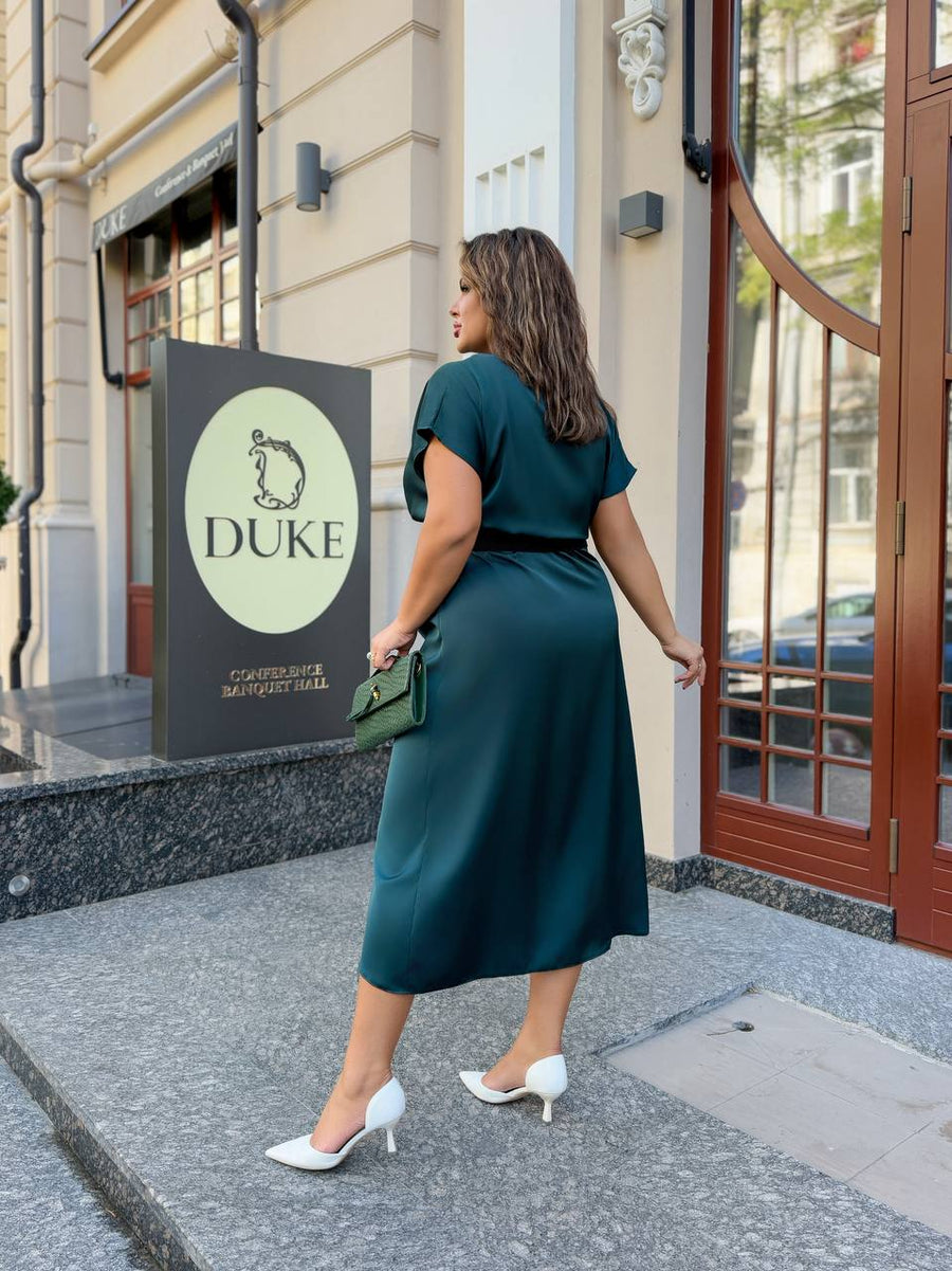 Evening dress with wrap front and belt  - Twiggy Shop