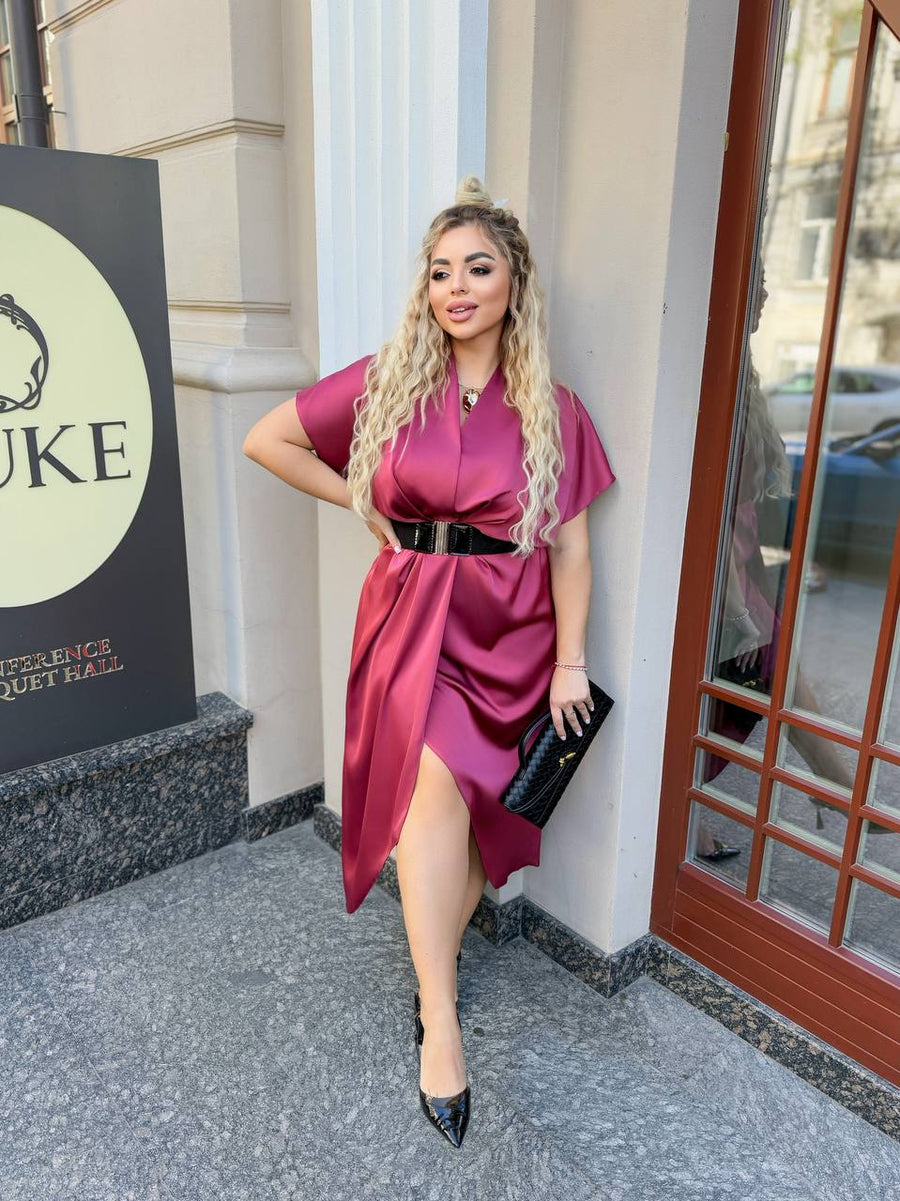 Evening dress with wrap front and belt  - Twiggy Shop